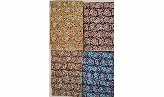 Hand Block Printed Kalamkari Floral Motif Fabric on 100% Cotton Cambric