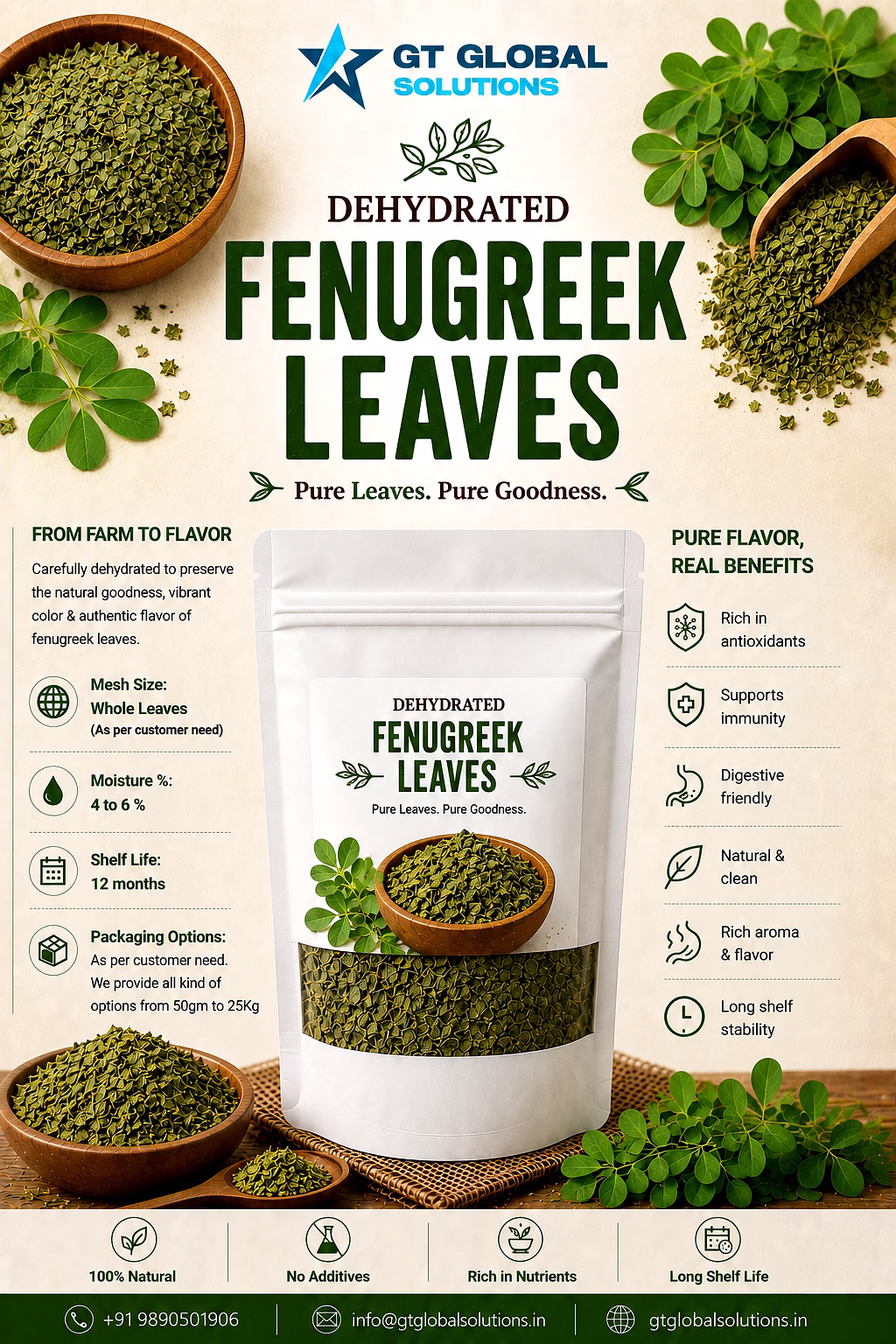 Dried Kasuri Methi Leaves /  Dried Fenugreek Leaves image 2