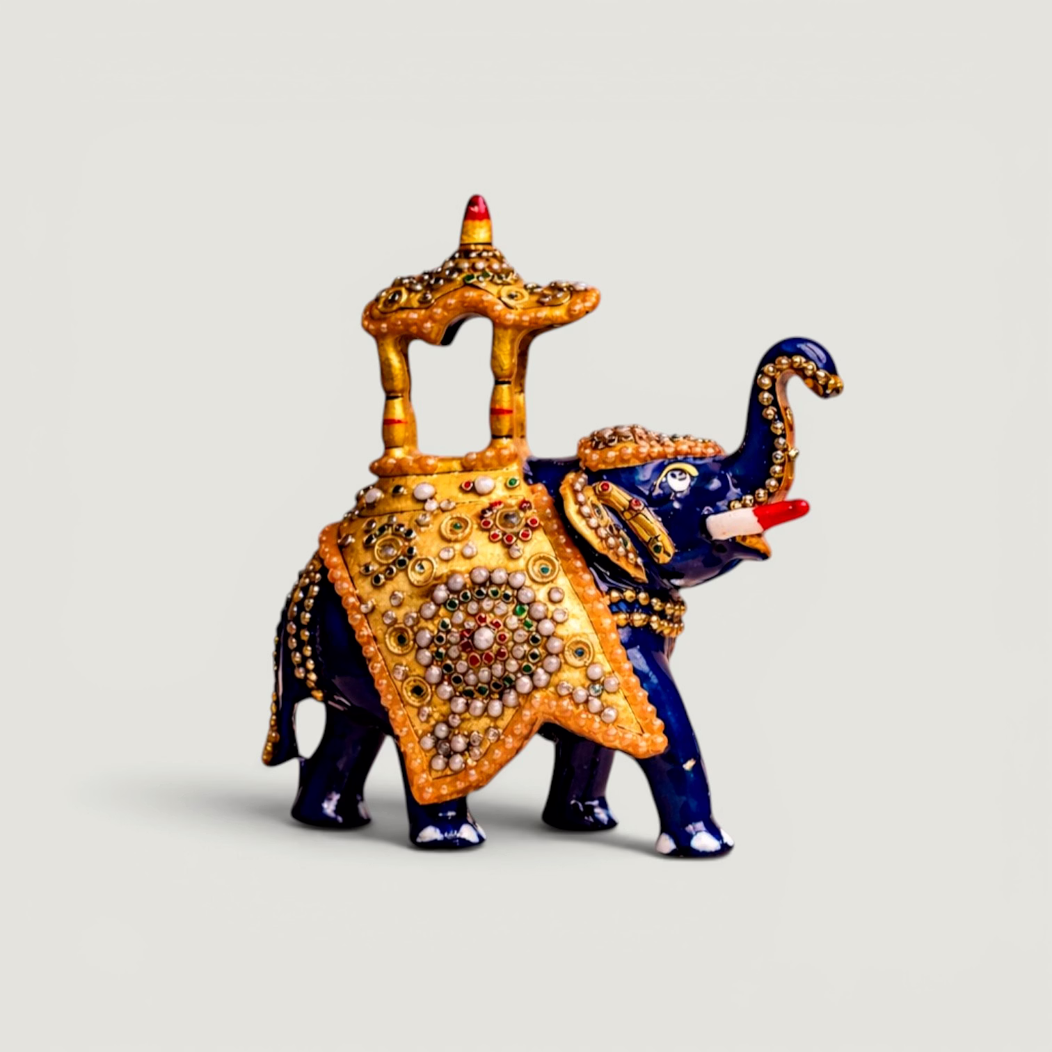 Handcrafted Meenakari Ambabari Elephant Figurine | Decorative Metal Elephant Showpiece | Ethnic Tabletop & Festive Decor image 1