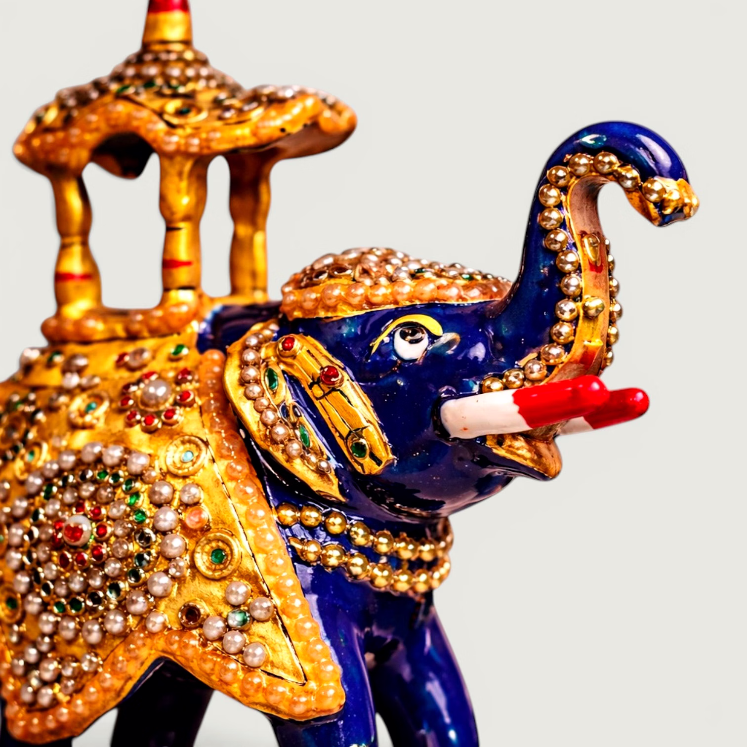 Handcrafted Meenakari Ambabari Elephant Figurine | Decorative Metal Elephant Showpiece | Ethnic Tabletop & Festive Decor image 2