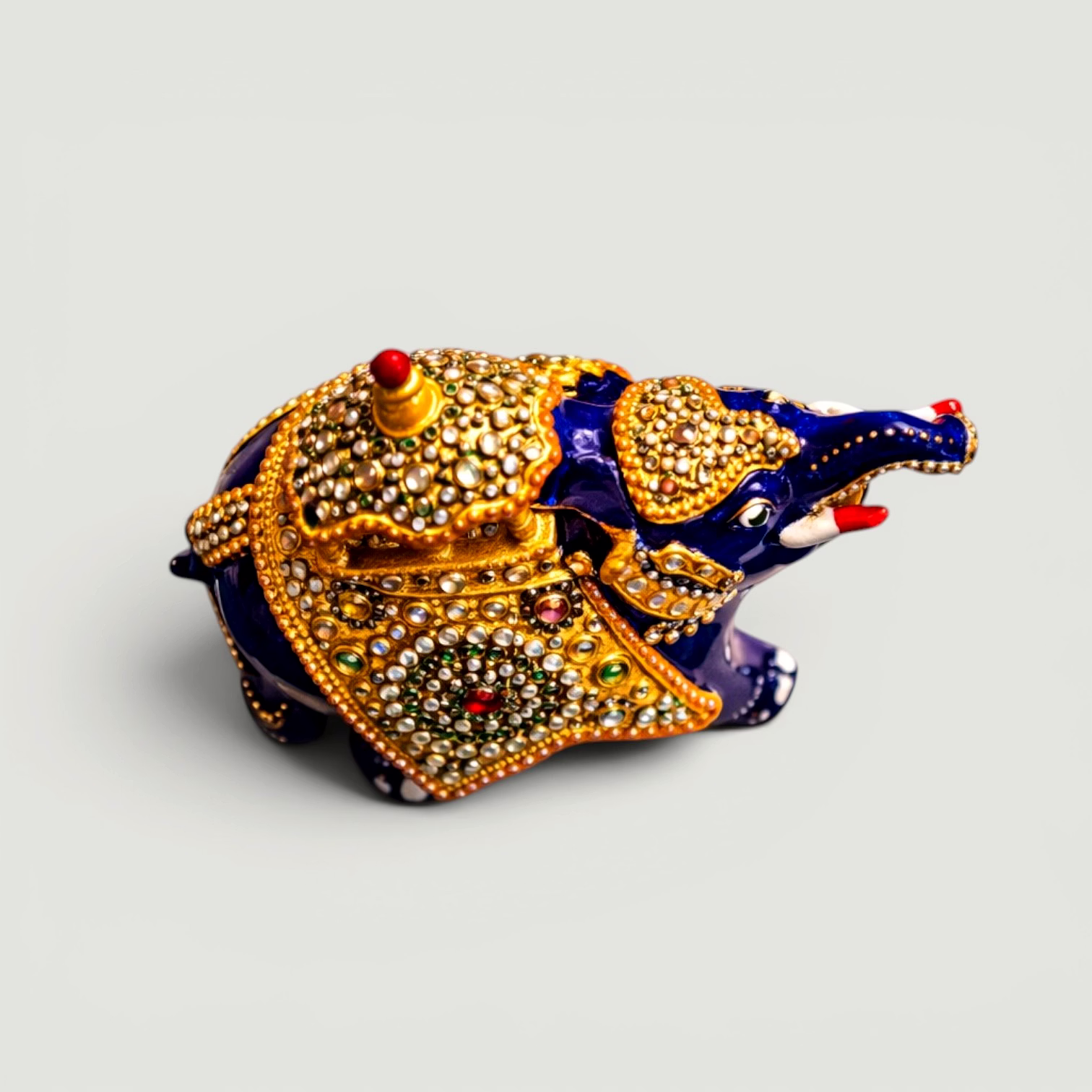 Handcrafted Meenakari Ambabari Elephant Figurine | Decorative Metal Elephant Showpiece | Ethnic Tabletop & Festive Decor image 3