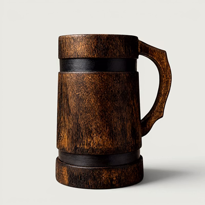 handcrafted mango wood barrel mug | rustic wooden beer mug | vintage drinkware & tableware accent