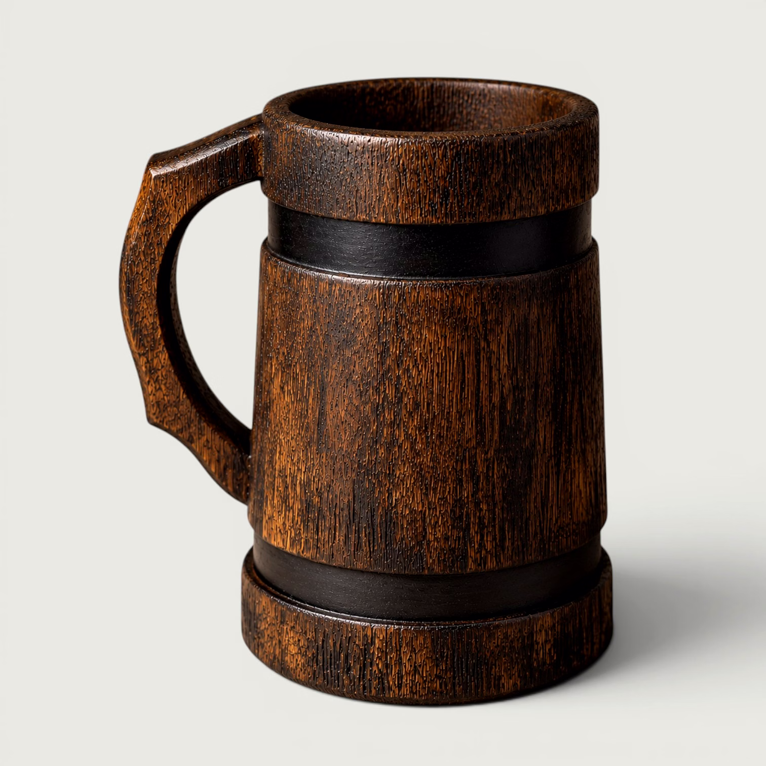 Handcrafted Mango Wood Barrel Mug | Rustic Wooden Beer Mug | Vintage Drinkware & Tableware Accent image 3