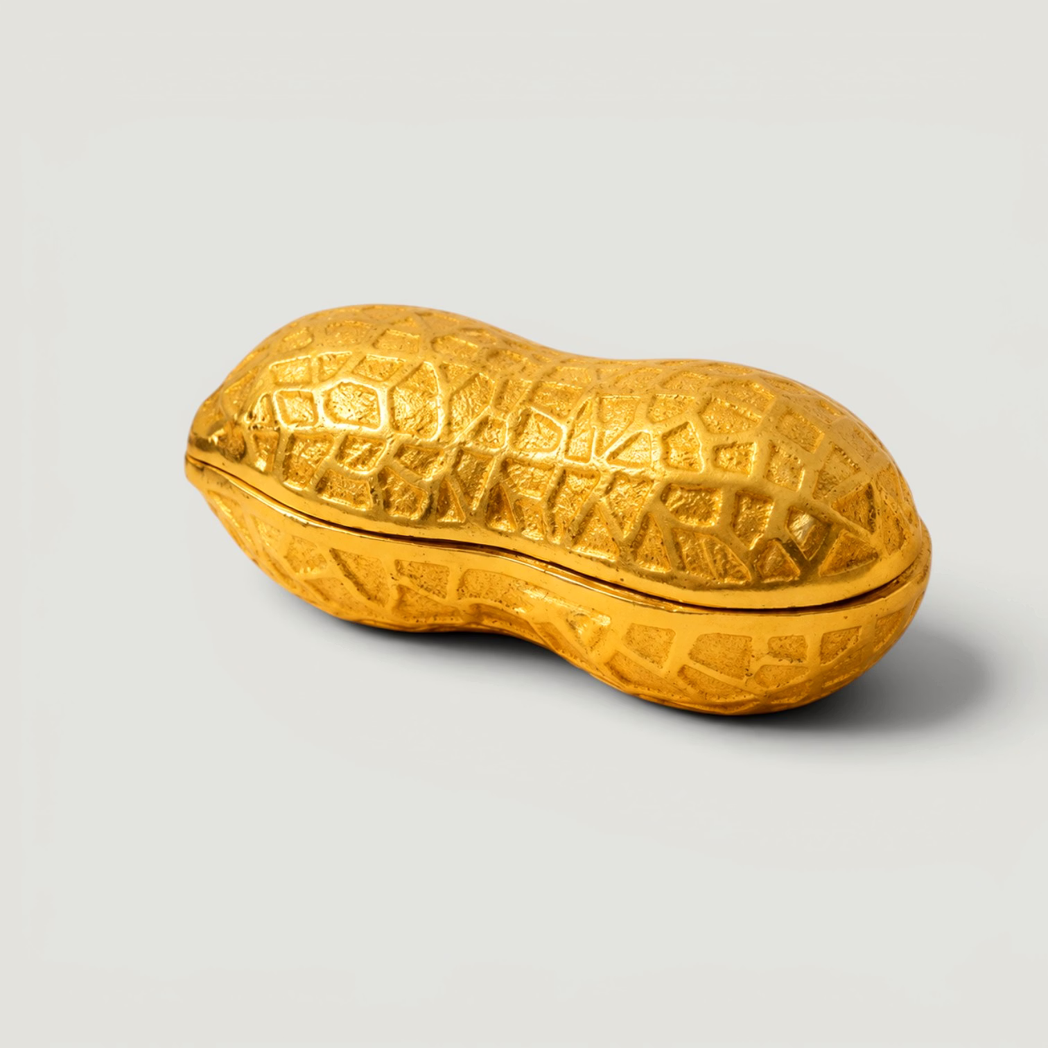 Golden Peanut Shape Decorative Storage Box | Metal Trinket Organizer | Luxury Tabletop & Gift Decor Accent image 4