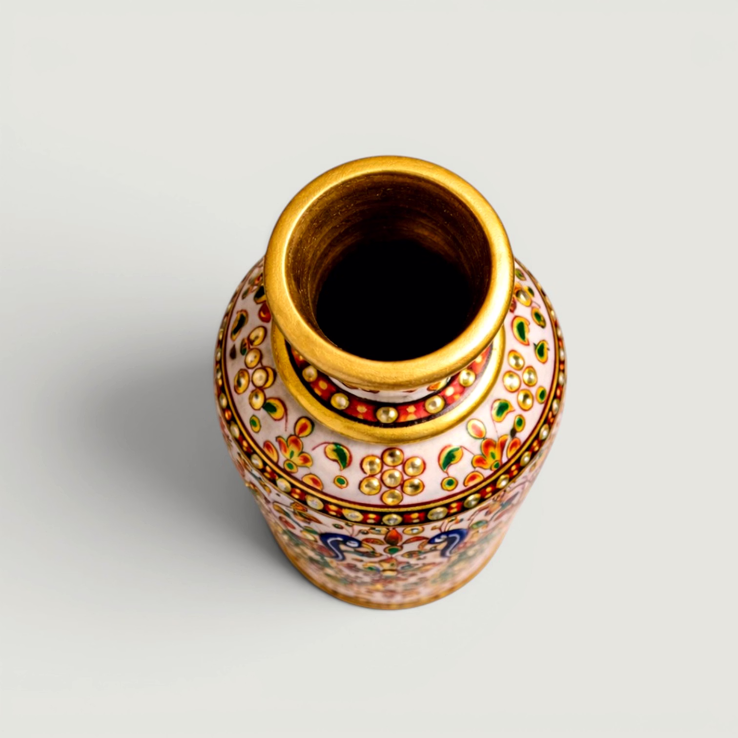 Hand-Painted Peacock Marble Vase | Decorative Marble Flower Vase | Traditional Indian Home Decor Accent image 4