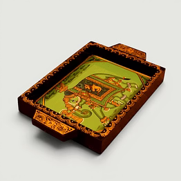 handcrafted wooden elephant print serving tray | decorative wooden tray | ethnic tableware & home decor accent