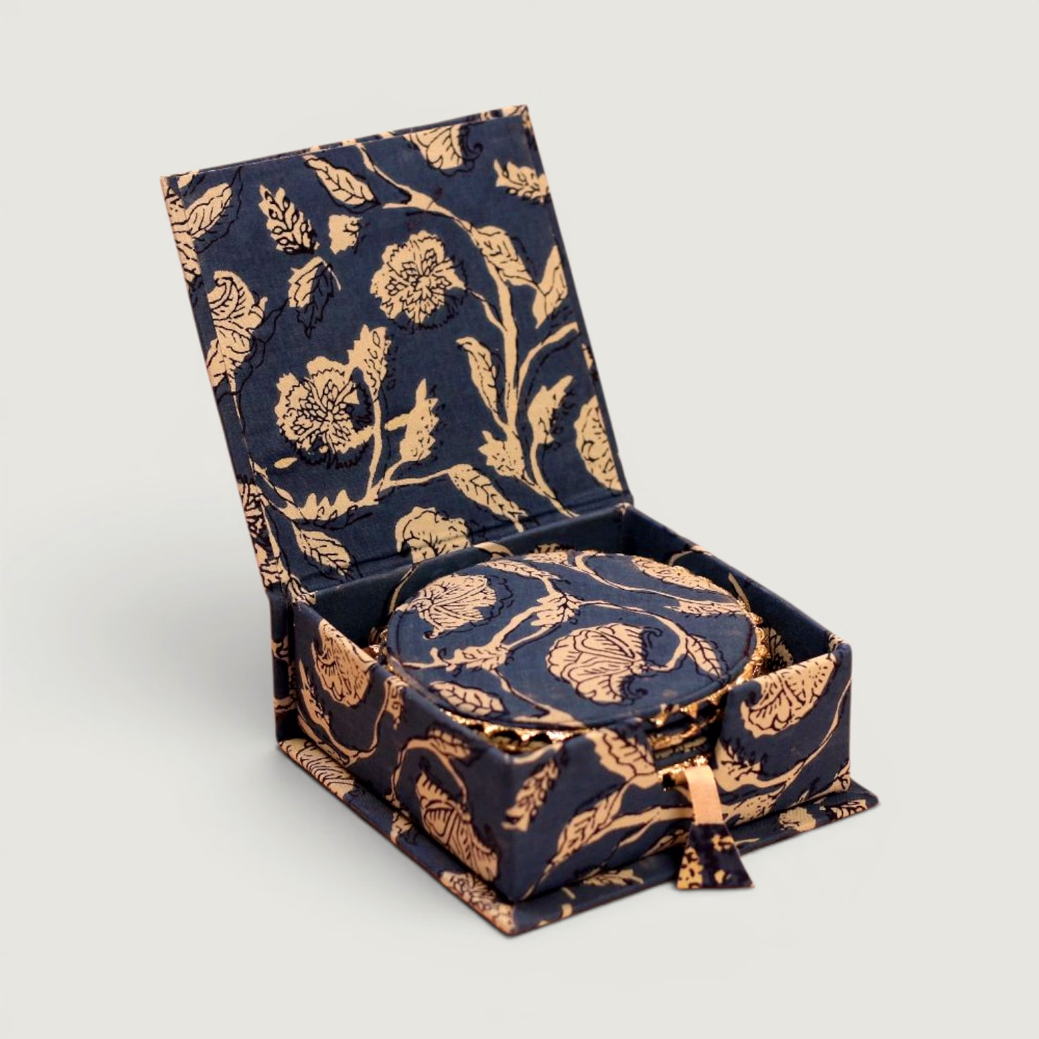 Handcrafted Fabric Coaster Set with Storage Box | Printed Table Coasters | Decorative Tea & Coffee Coaster Gift Set image 3