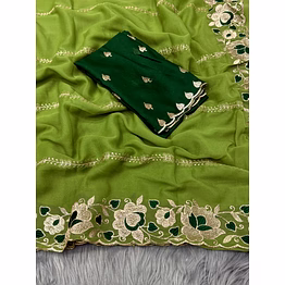 sittudi star georgett fabric with c-pallu work with lehariya desgin