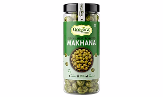Grevora Mint Pudina Makhana | Healthy Low Calorie Snack | High Protein Diet Snack | Roasted Makhana | Crunchy & Tasty 90 Gram