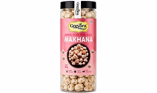 Grevora Himalayan Pink Salt Makhana | Healthy Low Calorie Snack | High Protein Diet Snack | Roasted Makhana | Crunchy & Tasty 90 Gram