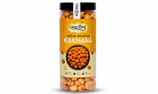 Grevora Cheese Makhana | Healthy Low Calorie Snack | High Protein Diet Snack | Roasted Makhana | Crunchy & Tasty 90 Gram