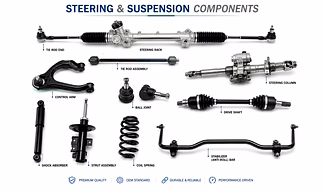 Suspension and steering car parts, ball joint, shock absorber, axel joint, control arm, drive shaft stabilizer link, rack end, tie rod end