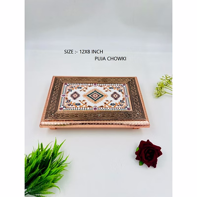 wooden copper puja chowki