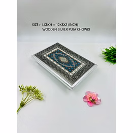 wooden silver puja chowki