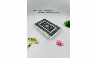 wooden silver puja chowki
