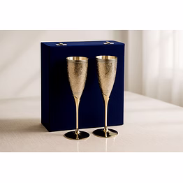 silver plated brass wine goblet set of 2 - with premium gift box