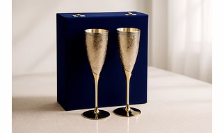 Silver Plated Brass Wine Goblet Set of 2 - with Premium Gift Box
