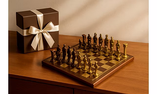 Roman Brass Chess Set with Wooden Laminated Board – 16 x 16 Inch
