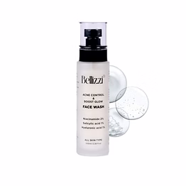 bellizzi acne control and boost glow face wash with niacinamide, salicylic acid as well as hyaluronic acid | gentle daily cleanser for all skin types | 100 ml