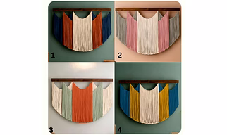 Macrama Wall Hanging; 1.Suspension: Deep, U-shaped sagging top lines created by varying cord lengths. 2.Bottom Hem: Precision-trimmed bottom edges forming a smooth, continuous crescent curve.