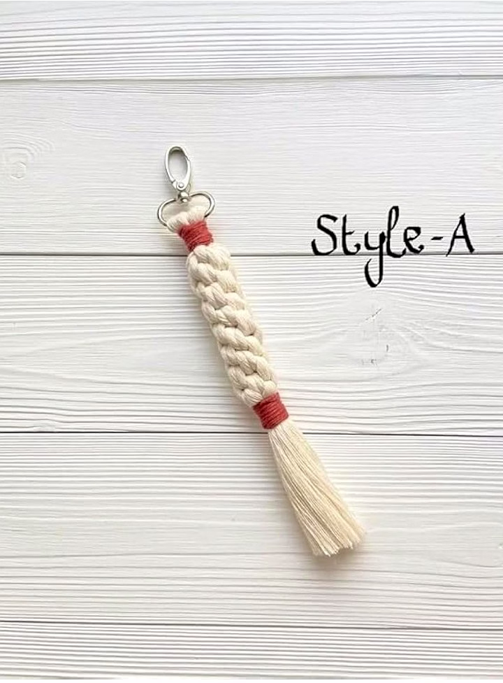 Handmade Boho Macrama Tessel Keychain premium quality image 4