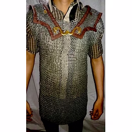 medievalcrafts handmade ms riveted chainmail hamata for reenactment & larp roman style riveted chainmail lorica hamata – mild steel armor with brass hooks