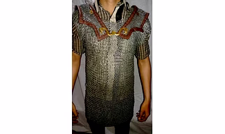 Handmade MS Riveted Chainmail Hamata for Reenactment & LARP Roman Style Riveted Chainmail Lorica Hamata – Mild Steel Armor with Brass Hooks