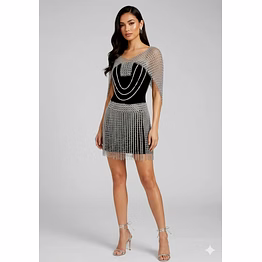 handmade luxury aluminium chainmail fringe dress for women – handmade metallic party dress, festival outfit, silver chainmail mini dress top and skirt