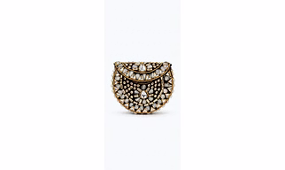Luxury Handcrafted Metal Clutch Bag with Kundan and Bead Work - Premium Wedding & Party Wear Sling Bag
