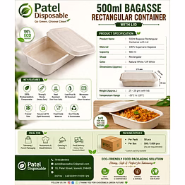 500ml rectangular container with lid