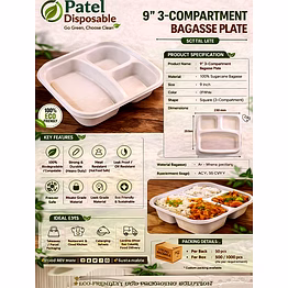 9” 3cp meal tray