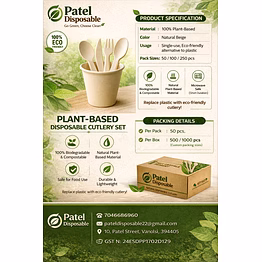 255ml bagasse glasses & cutlery