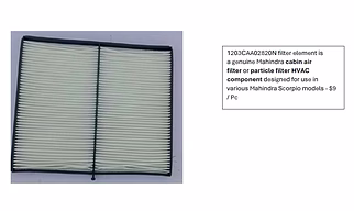 Mahindra cabin air filter or particle filter HVAC