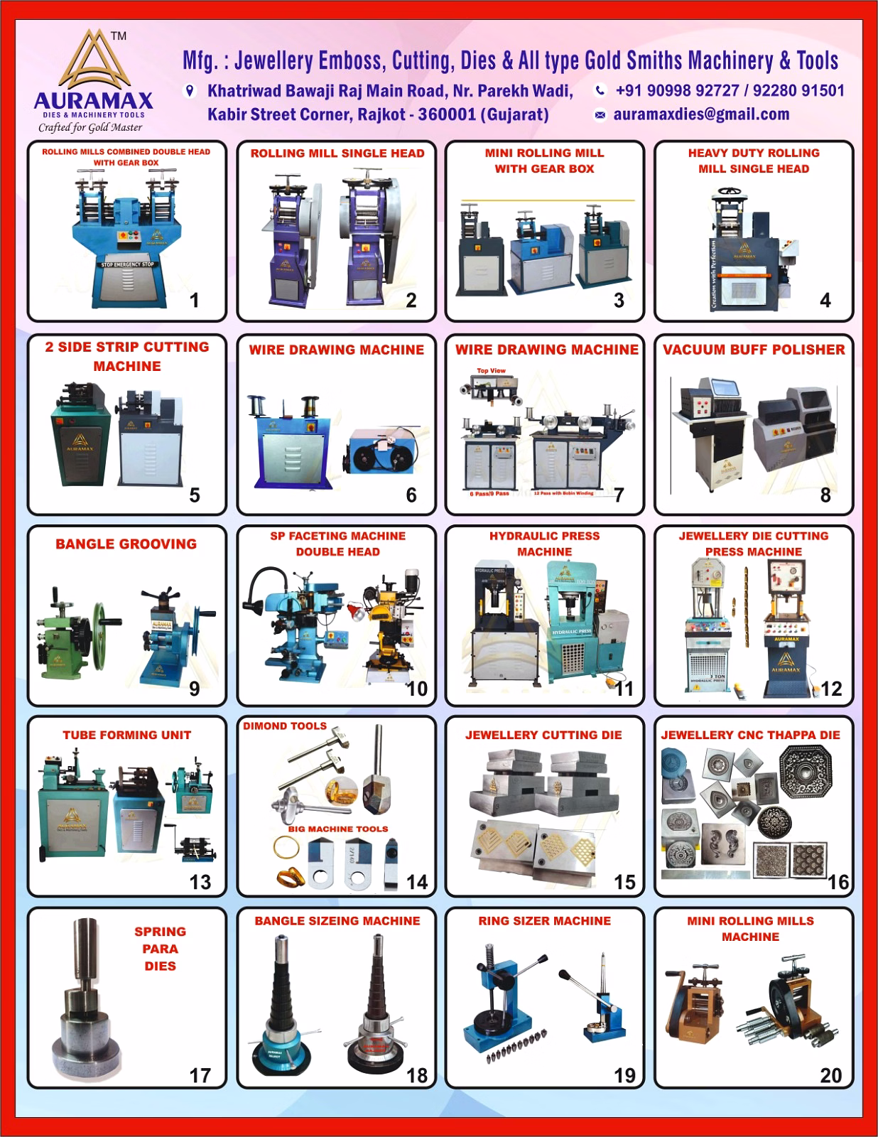 jewellery machinery tools and dies
