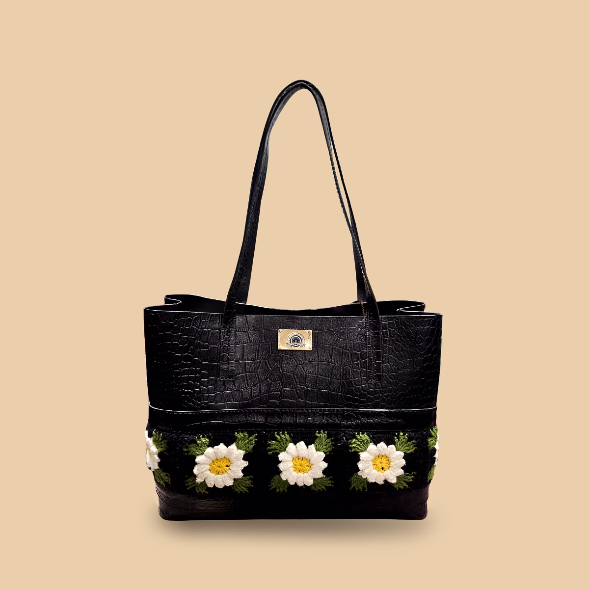crochet leather handbag image 1