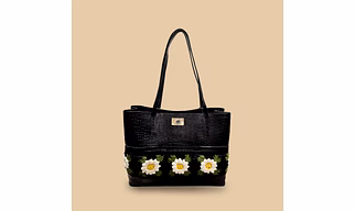 crochet leather handbag