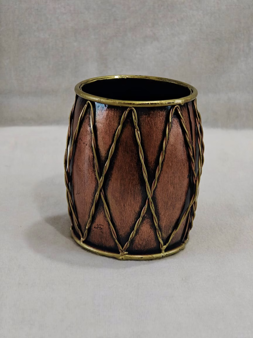 Dholak Pen Stand – Musical Folk Art Desk Piece image 2