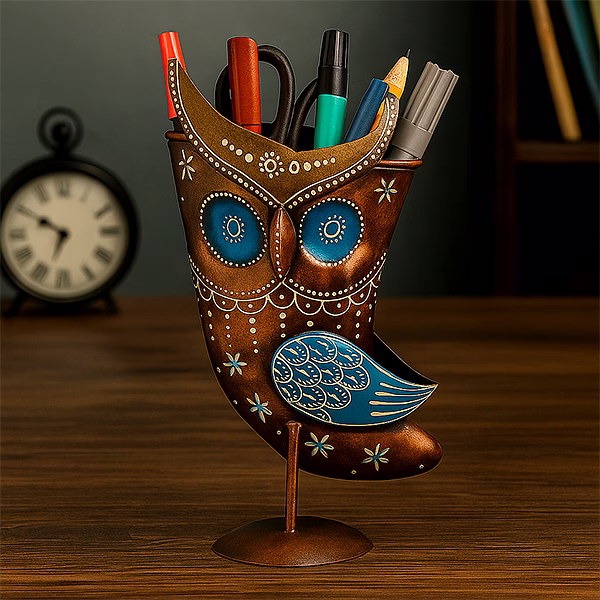 multicolour metal owl multi-utility stand – home organiser