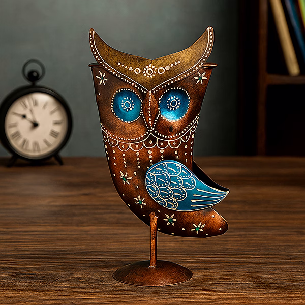 Multicolour Metal Owl Multi-Utility Stand – Home Organiser image 3