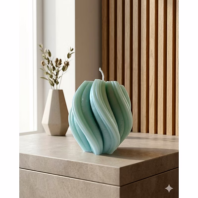 seafoam spiral wave candle: sculpted statement candle