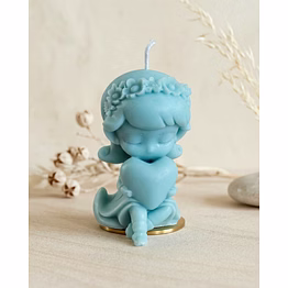 sky angel heart candle: little angel with heart sculpted candle