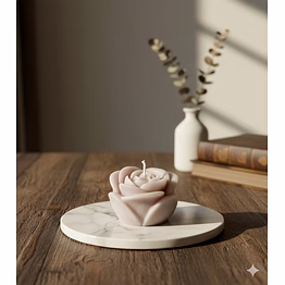 blush rose bloom candle: sculpted rose flower candle
