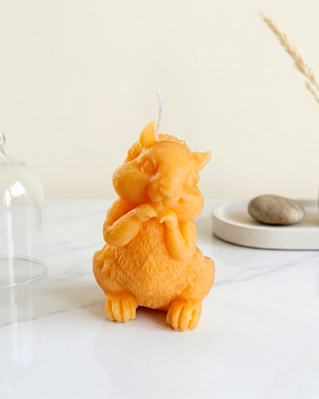 Golden Squirrel Whisper Candle: Sculpted Forest Friend Candle image 1