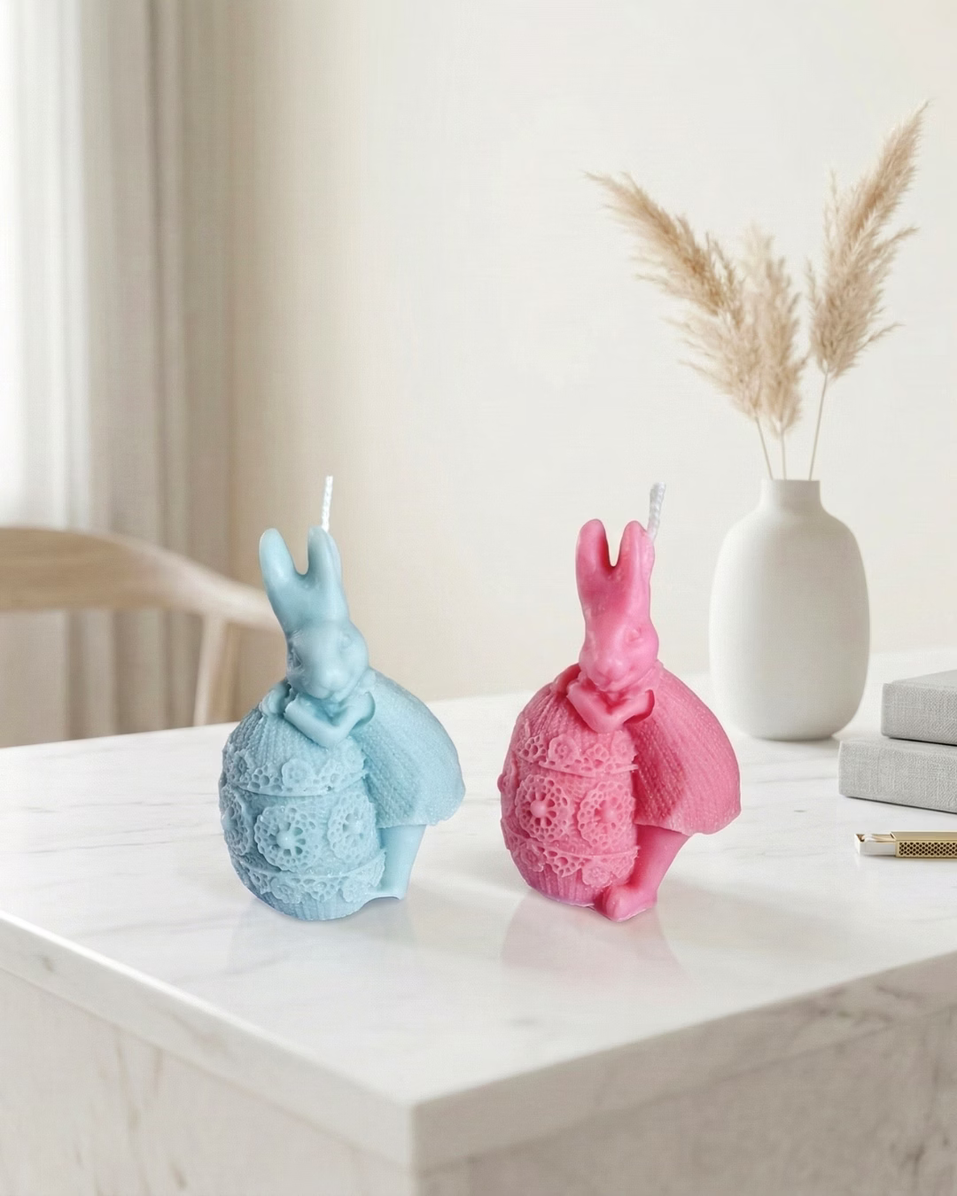 Easter Story Bunny Candle: Little Bunny on Lace Egg image 1