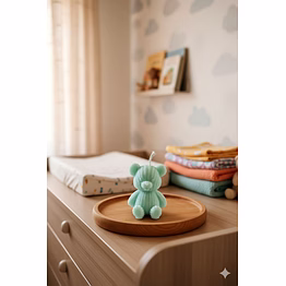 mint cuddle bear candle: textured teddy sculpted candle