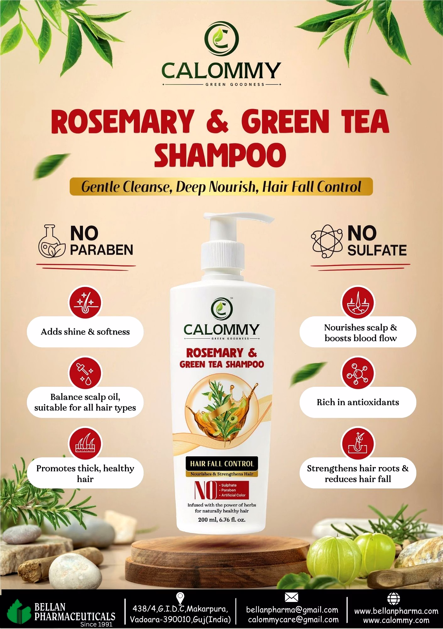 Calommy Rosemary & Green Tea Shampoo image 2