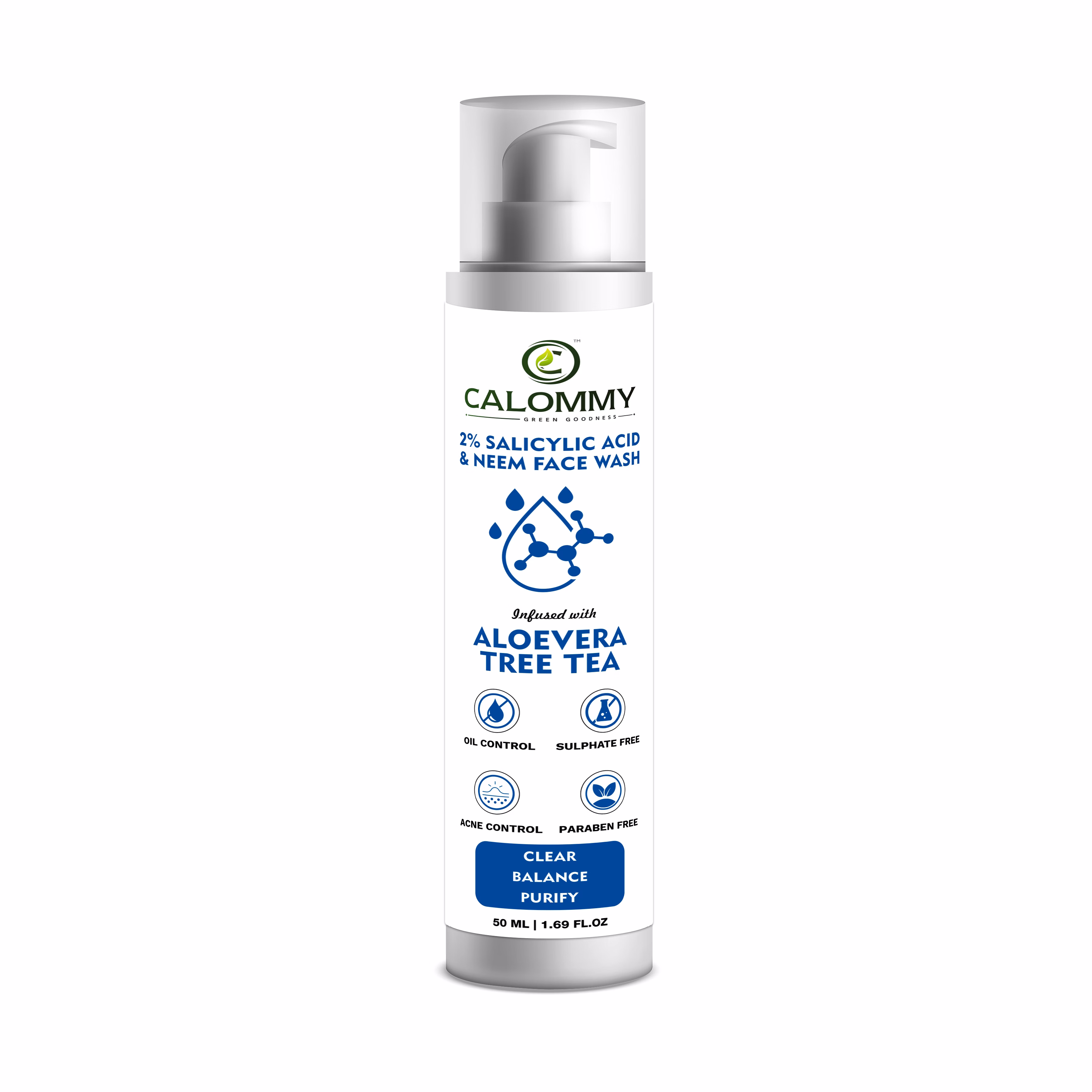 calommy 2% salicylic acid & neem face wash