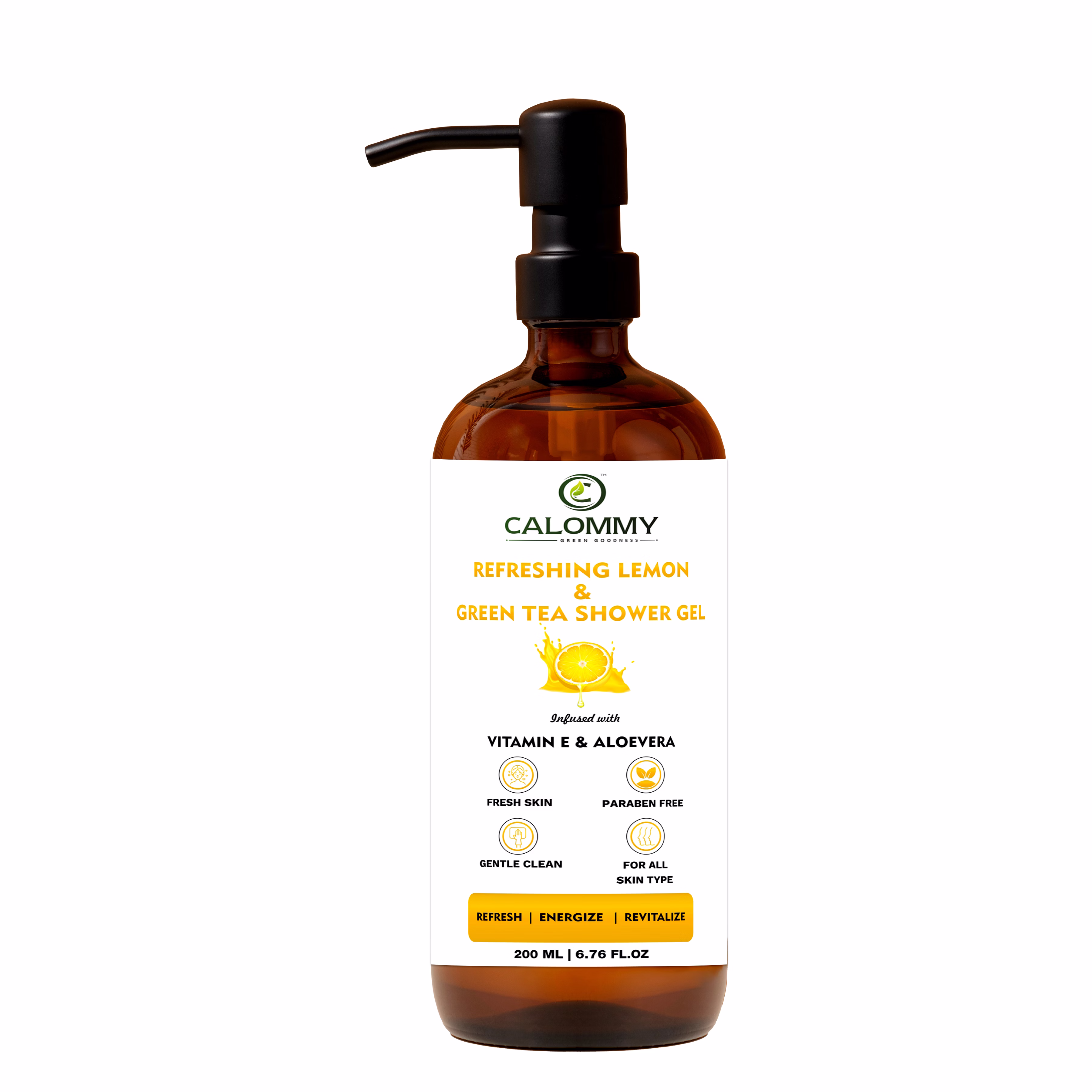 calommy refeshing lemon & green tea shower gel