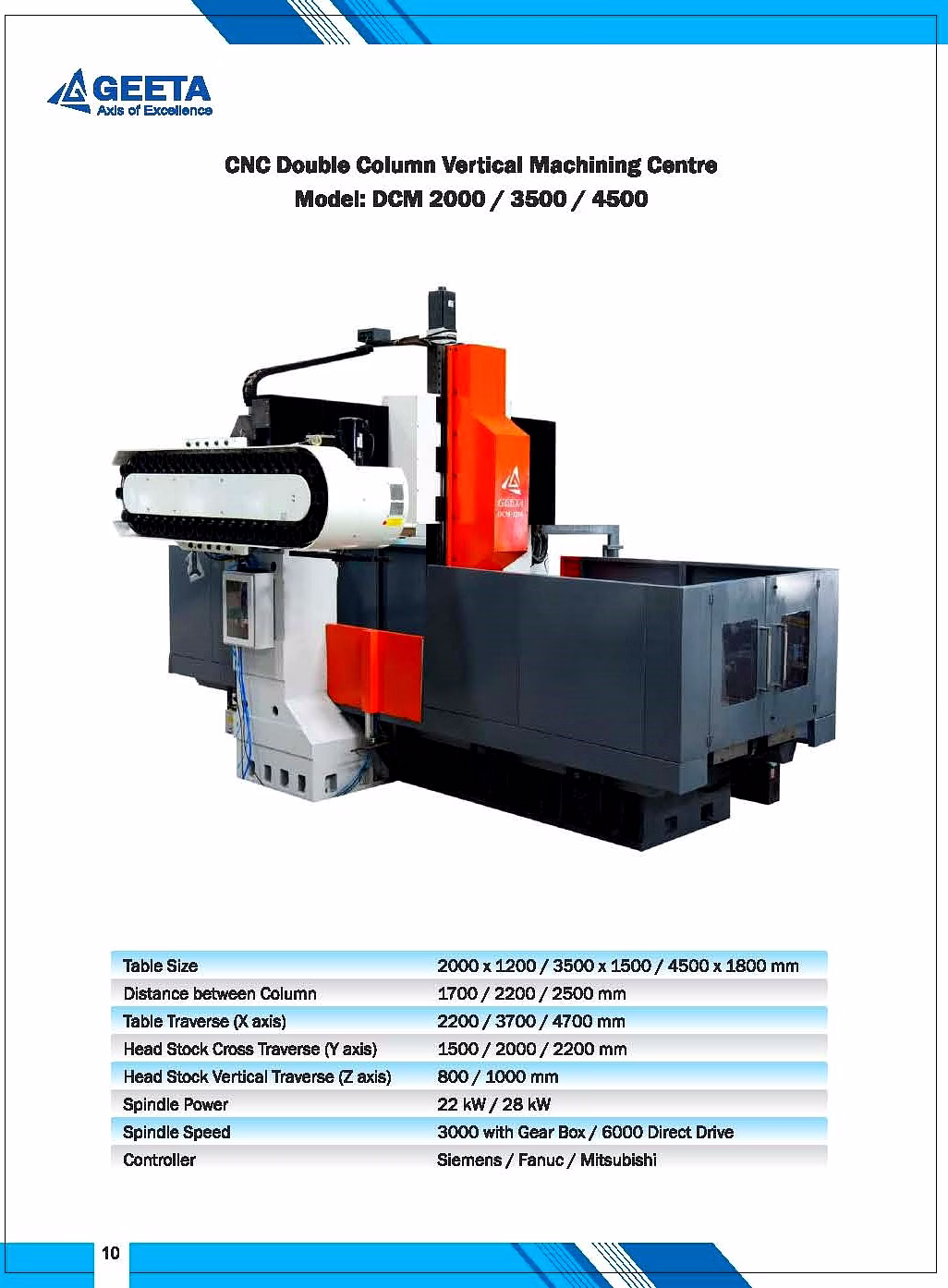 cnc double column vertical machining center