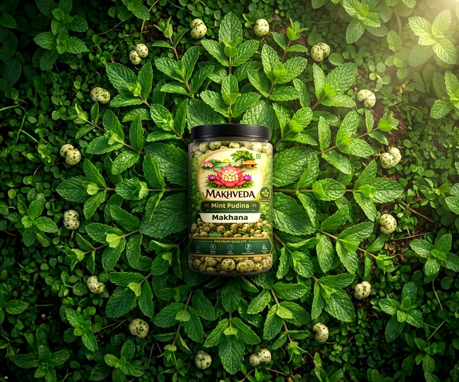 Makhveda Mint Pudina Refreshing & Crunchy Makhana | Popped Lotus Healthy Seeds image 2